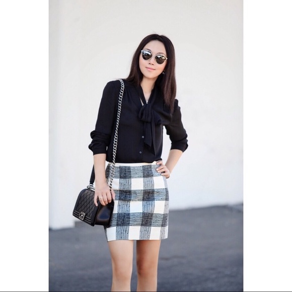 Madewell Dresses & Skirts - Madewell Bowery Plaid White Black Mini Skirt 2
